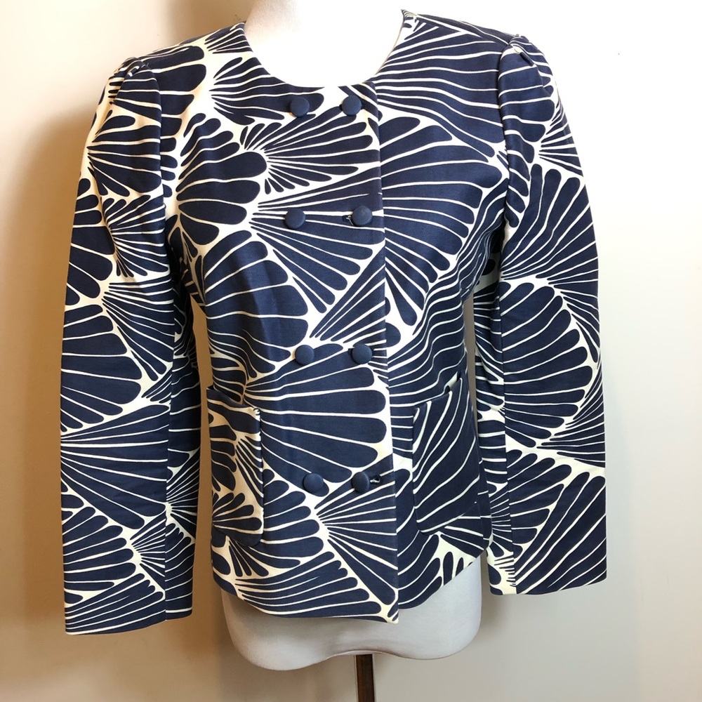 J. Crew blue printed blazer jacket. Size 4